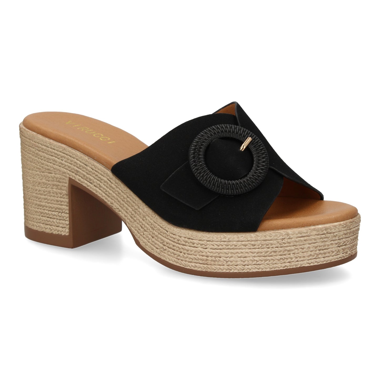 Heeled Clog with Decorative Buckle