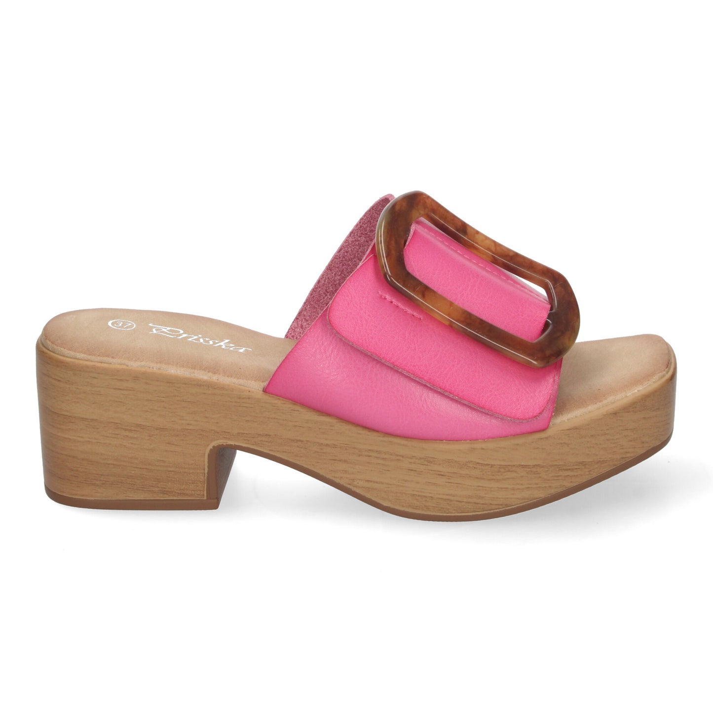 Zueco de Tacón con Plataforma de Madera para Mujer