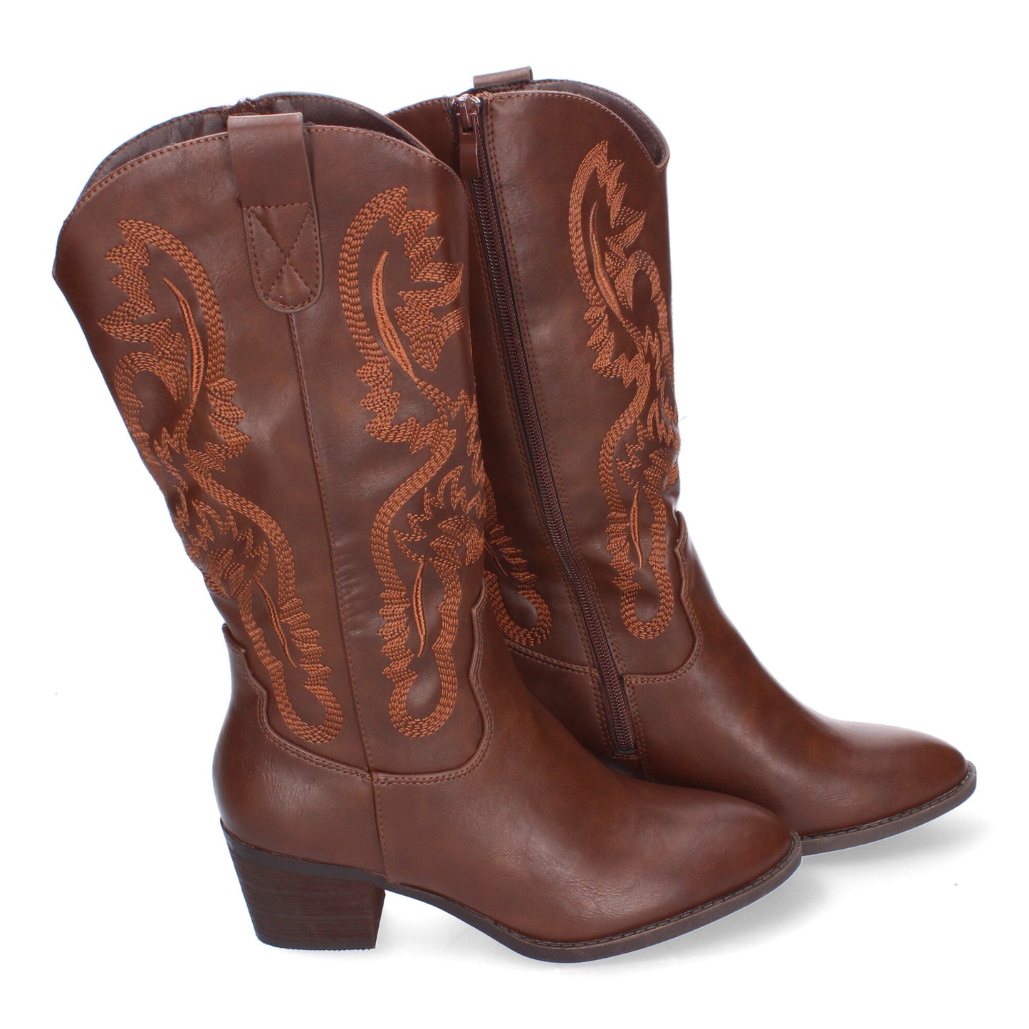 Bota Campera para Mujer con Bordado y Cierre de Cremallera