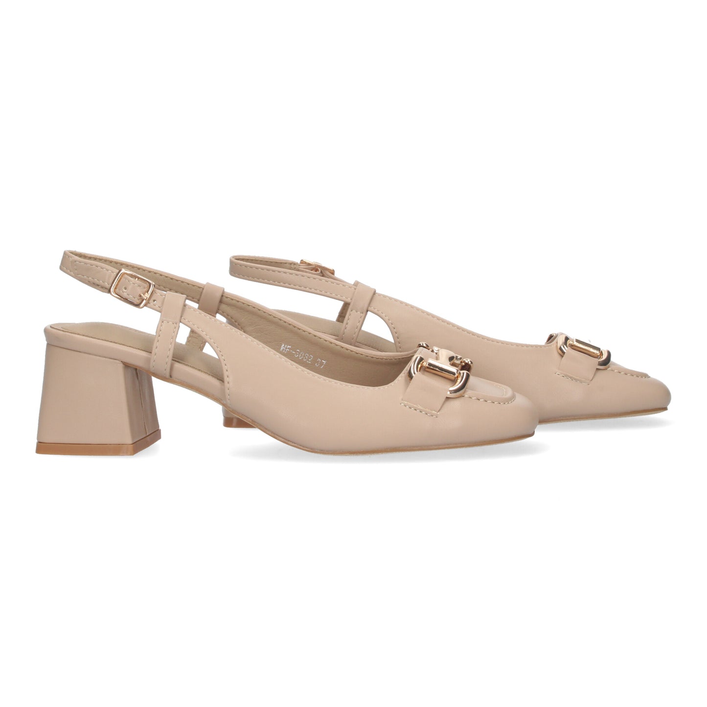 Court Style Heel Shoes with Buckle Closure
