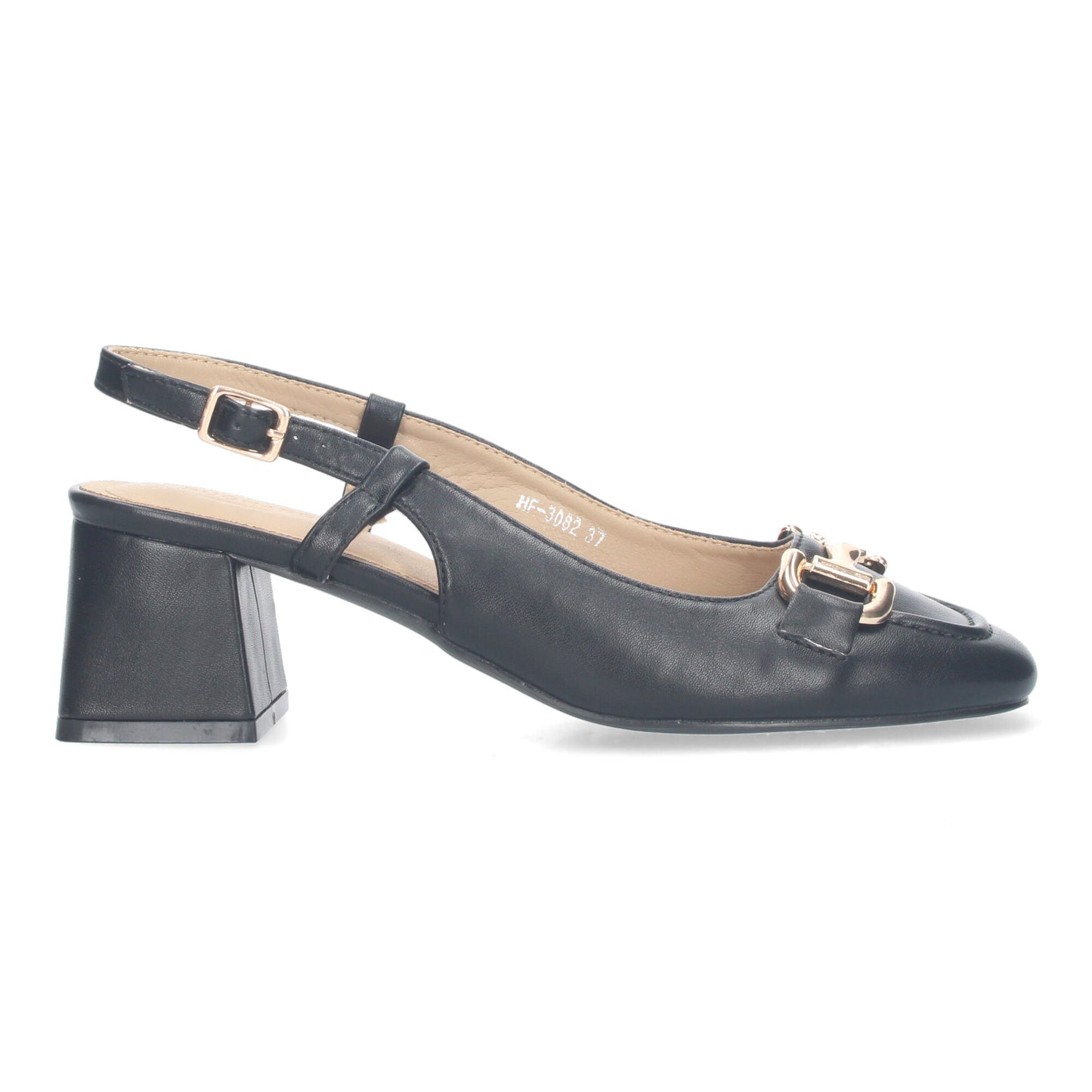 Court Style Heel Shoes with Buckle Closure