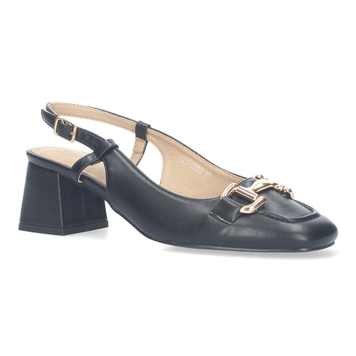 Court Style Heel Shoes with Buckle Closure