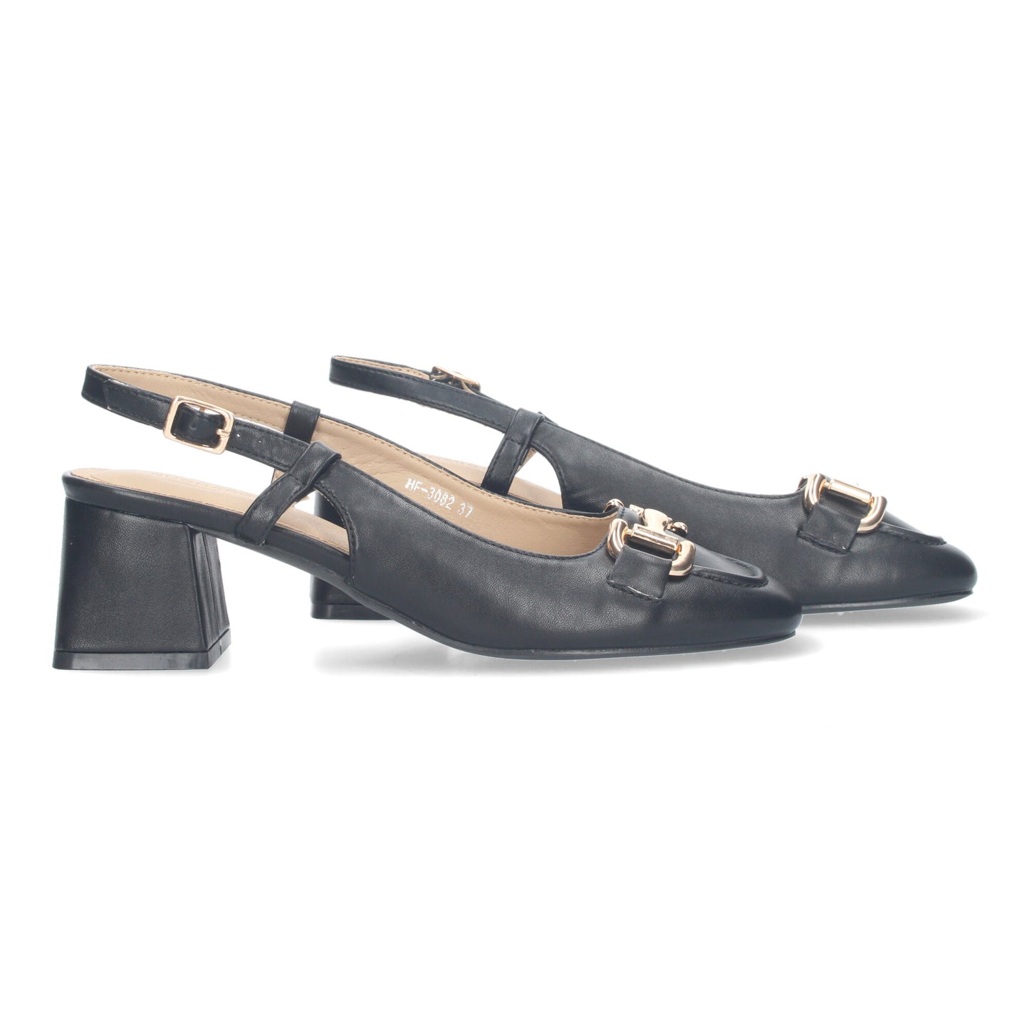 Court Style Heel Shoes with Buckle Closure