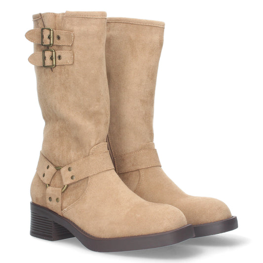 Bota Motera para Mujer con Tacón Bajo