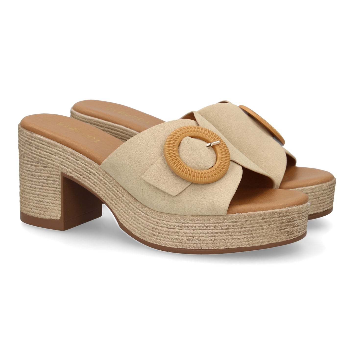 Heeled Clog with Decorative Buckle