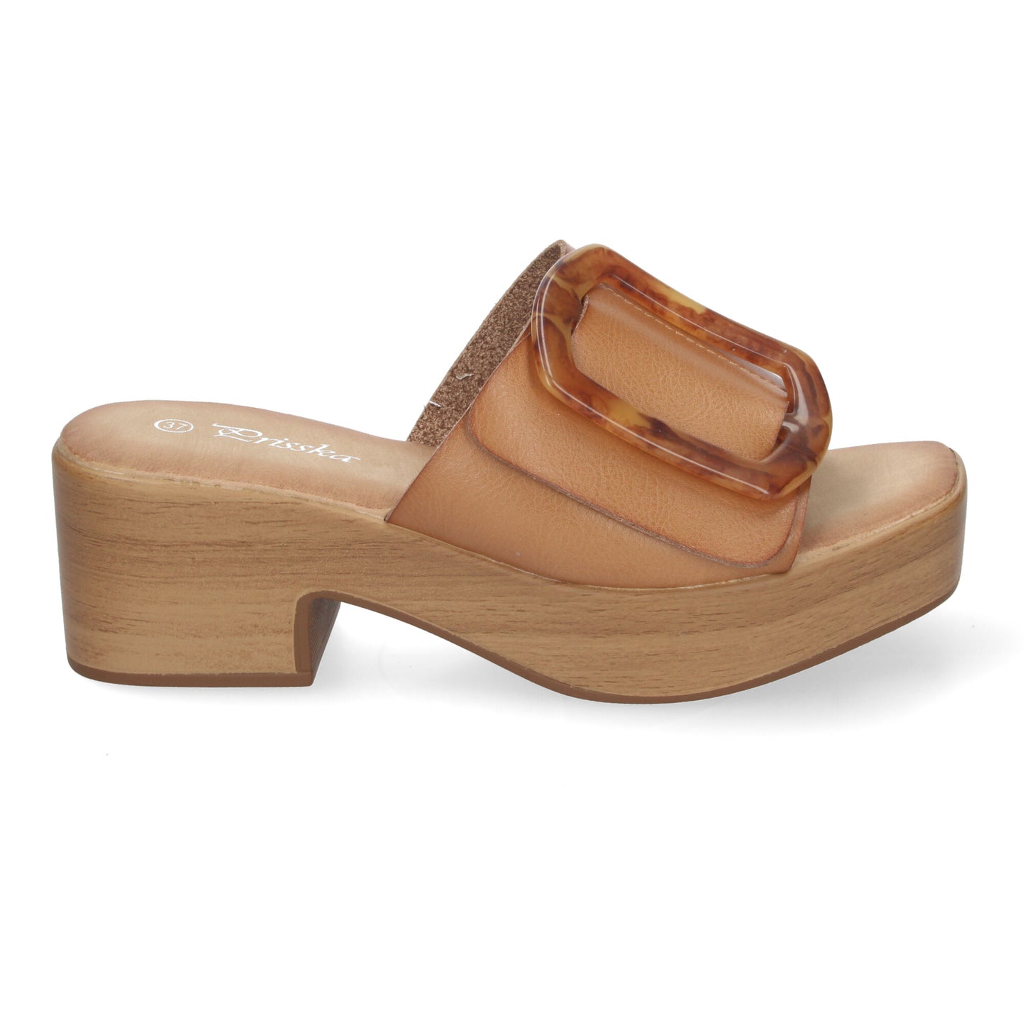 Zueco de Tacón con Plataforma de Madera para Mujer