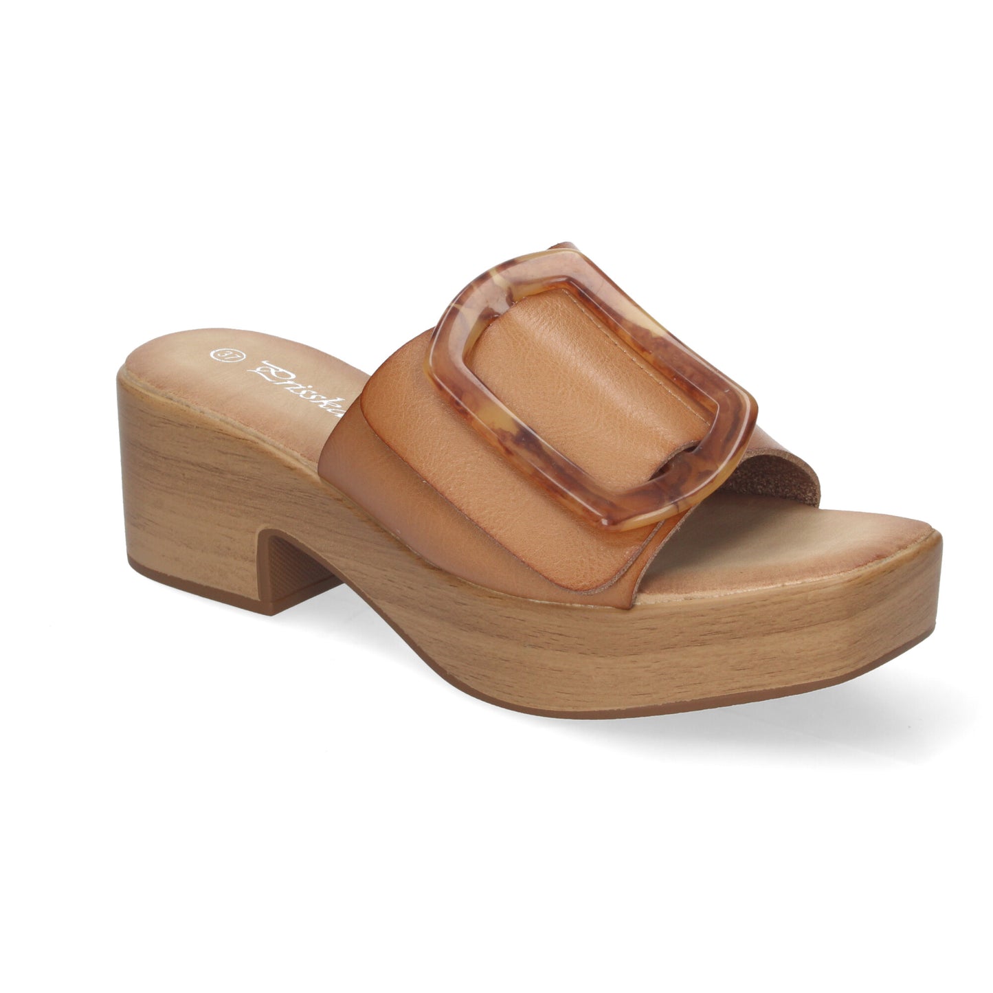 Zueco de Tacón con Plataforma de Madera para Mujer