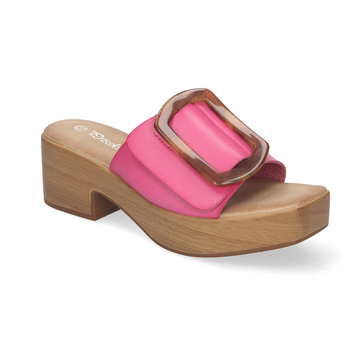 Zueco de Tacón con Plataforma de Madera para Mujer