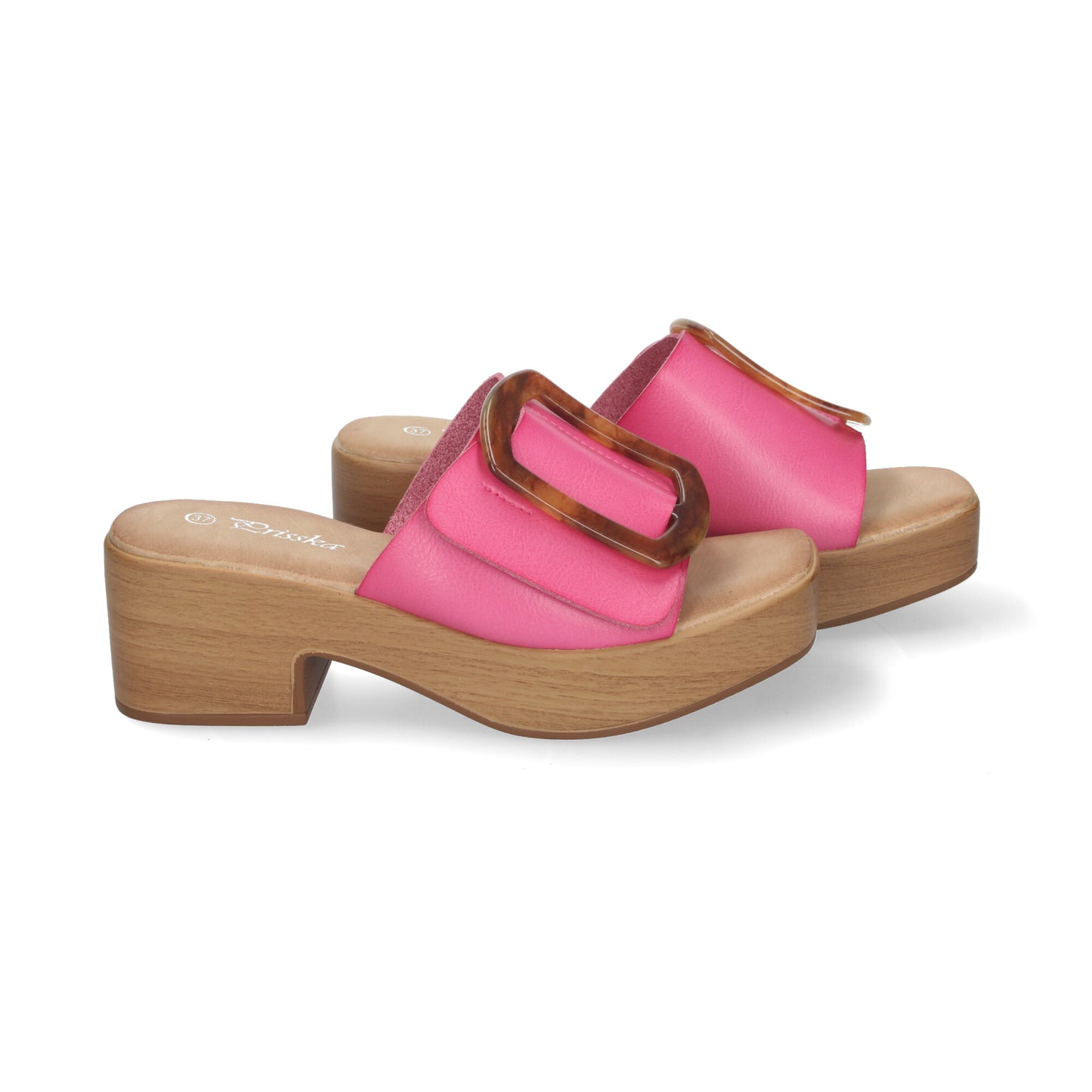 Zueco de Tacón con Plataforma de Madera para Mujer