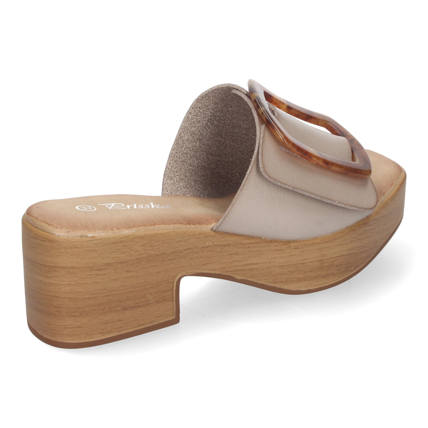 Zueco de Tacón con Plataforma de Madera para Mujer