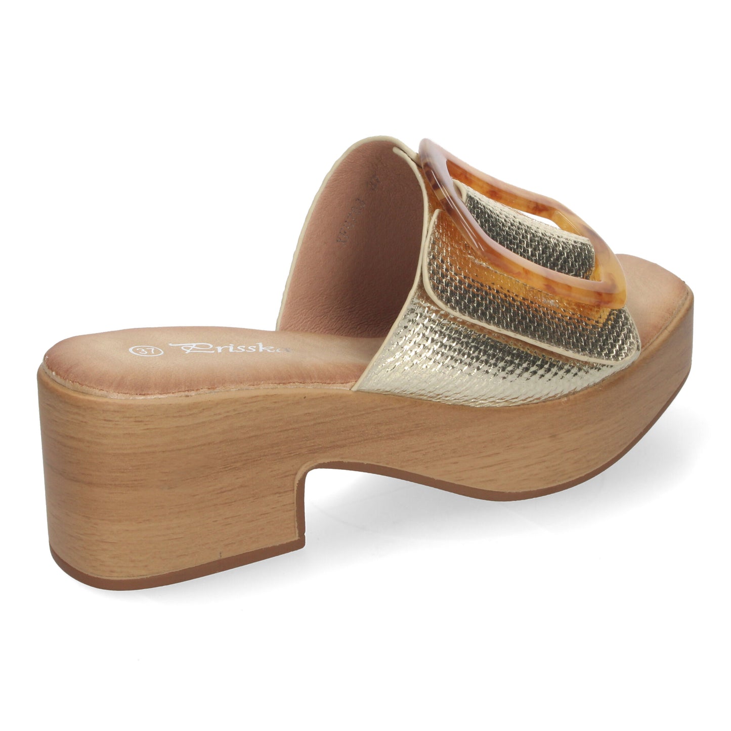 Zueco de Tacón con Plataforma de Madera para Mujer