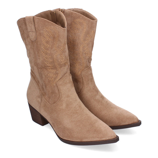 Bota Campera para Mujer con Bordado y Cremallera