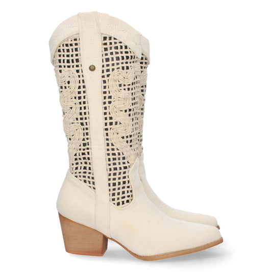 Bota de Tacón con Calados y Cremallera para Mujer