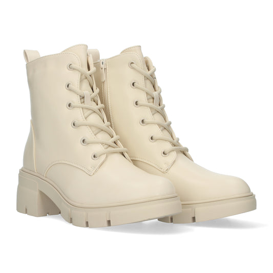 Bota de Tacón para Mujer con Cierre de Cordones y Cremallera
