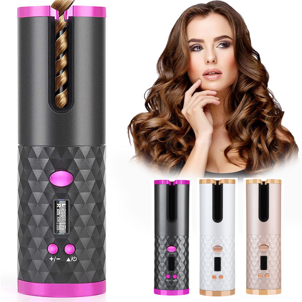 Portable Rechargeable Automatic Hair Curler with LCD Display – Ceramic Rotating Curling Iron for Effortless Stylingy Rotating Curling Wave Styer